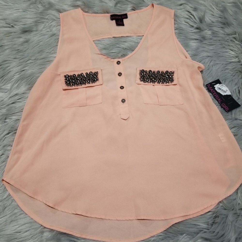 Material Girl peach sleevless blouse